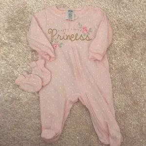 Light Pink Gerber Newborn onesie with matching mittens